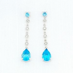 New blue Topaz & diamond earrings